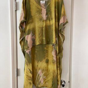 North Shore Hi-Low Tunic Top, One Size, Green Tie-Dye